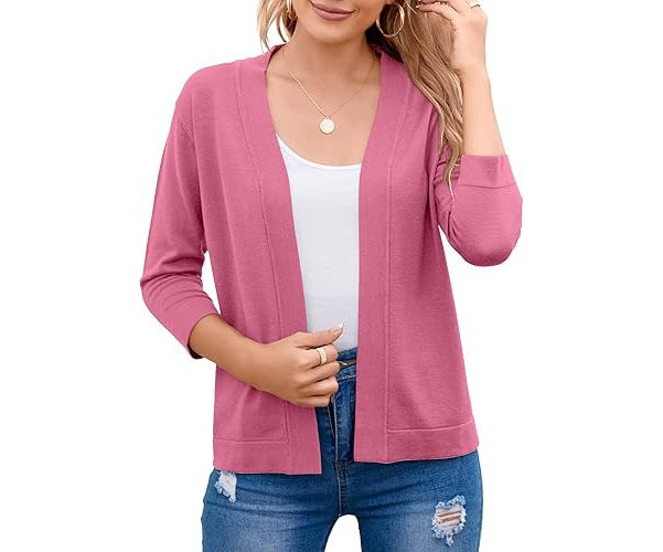 Marlowe | Women's 3/4 Sleeve Open Front Cropped Cardigan
