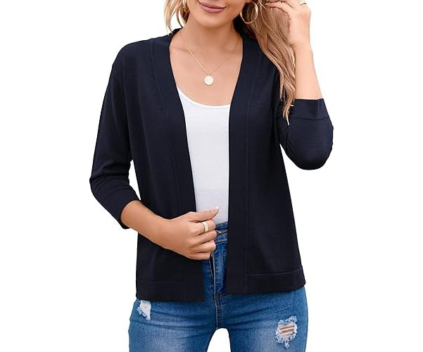 Marlowe | Women's 3/4 Sleeve Open Front Cropped Cardigan