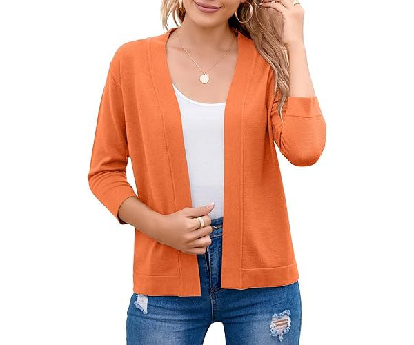 Marlowe | Women's 3/4 Sleeve Open Front Cropped Cardigan