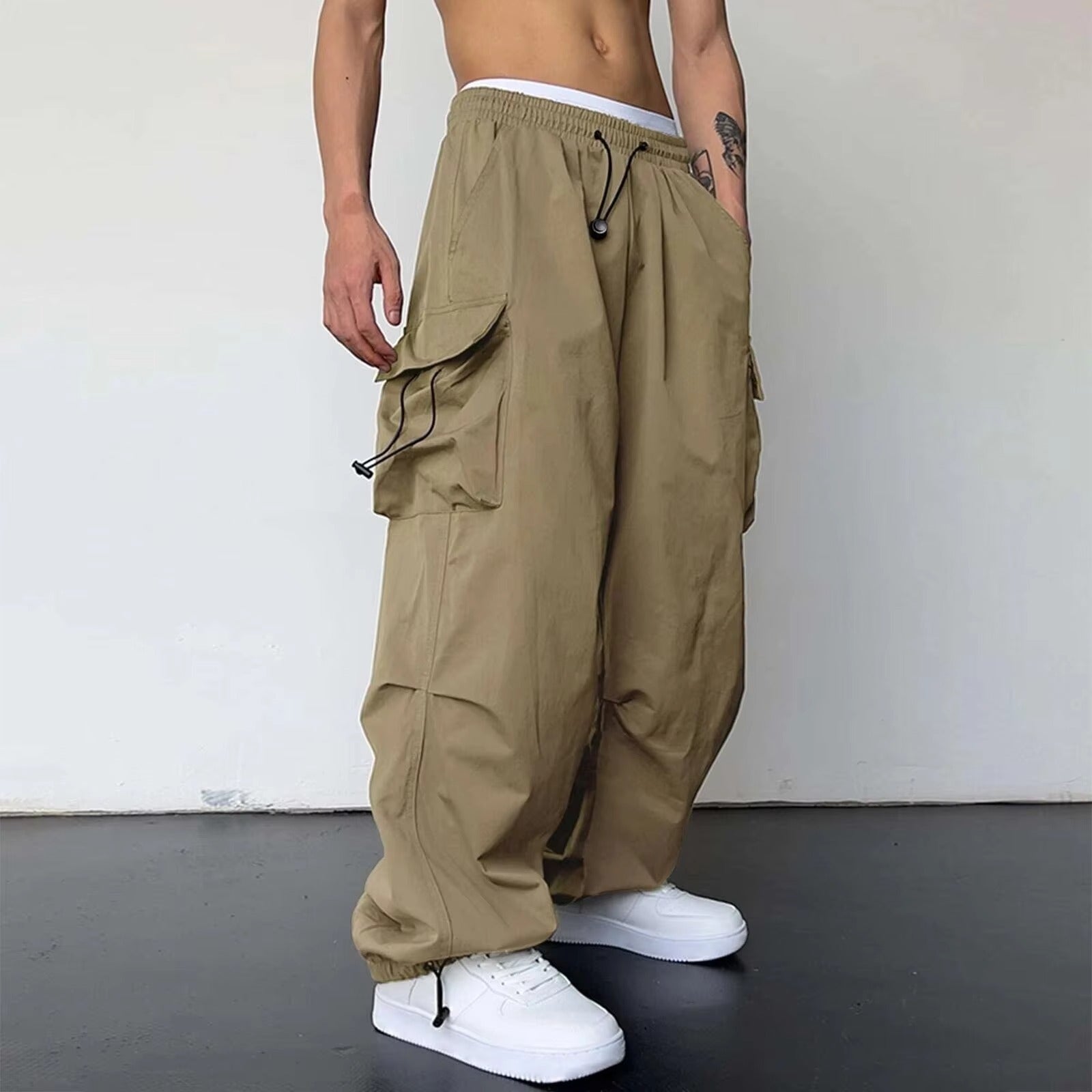 Men's Baggy Cargo Pants Beige