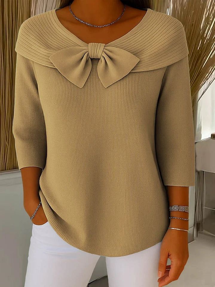 Lisette Bow Sweater Khaki
