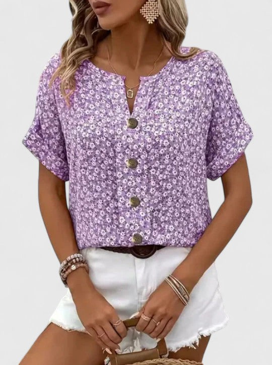 Primrose Floral Summer Top - Purple