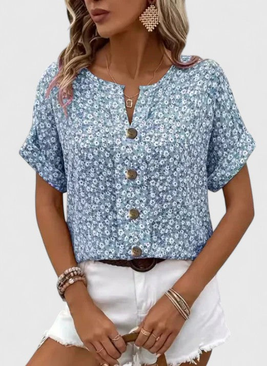 Primrose Floral Summer Top - Blue