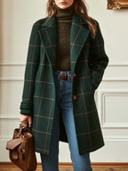 Harlow Wool Check Coat Dark Green
