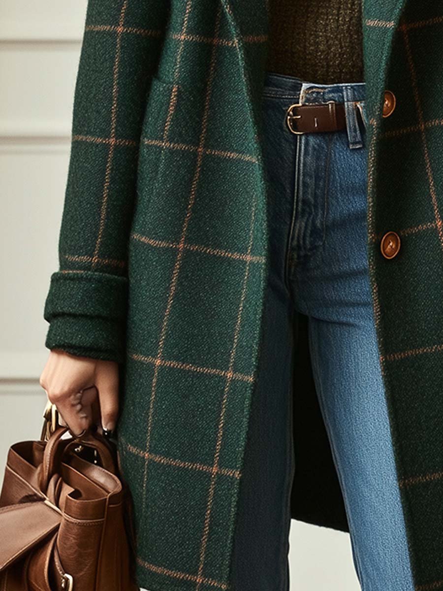 Harlow Wool Check Coat lifestyle