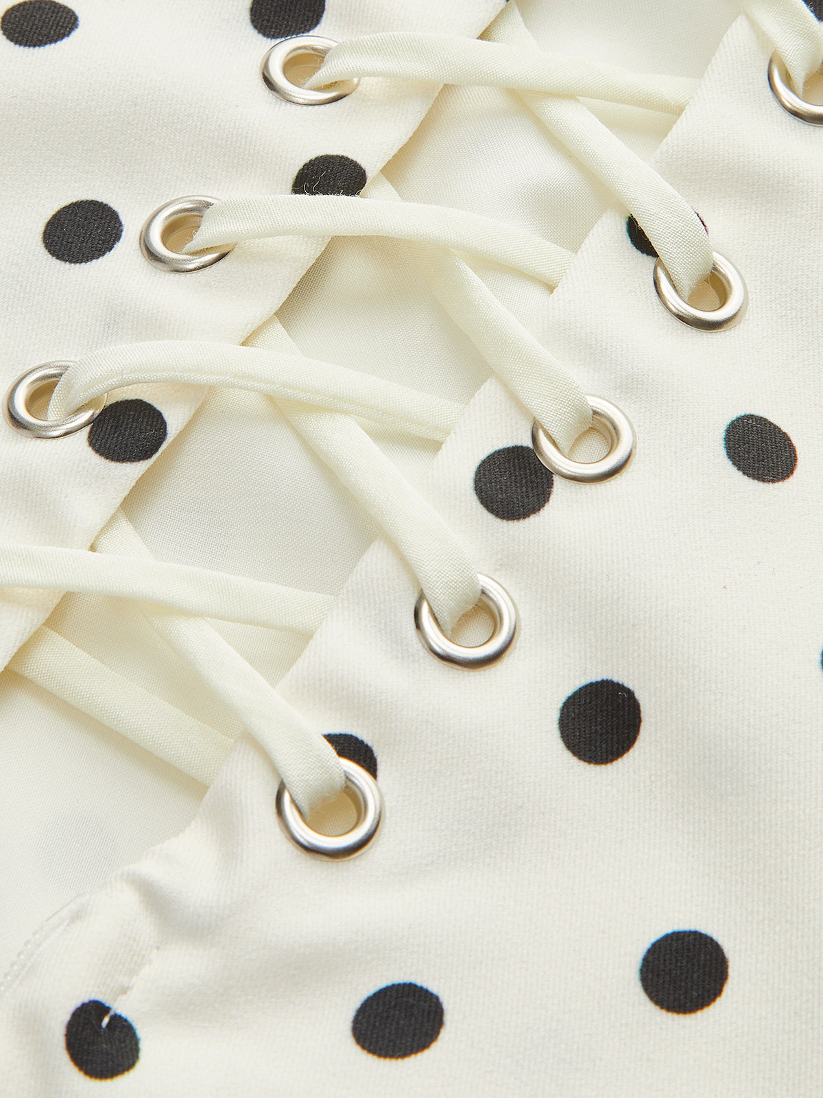 Polka Dot Lace-Up Back Dress detail