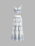 Printed sleeveless tie back skirt set