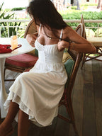 Ruffle Hem Cami Plain Midi Dress detail