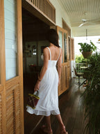 Ruffle Hem Cami Plain Midi Dress lifestyle