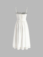 Ruffle Hem Cami Plain Midi Dress detail 5