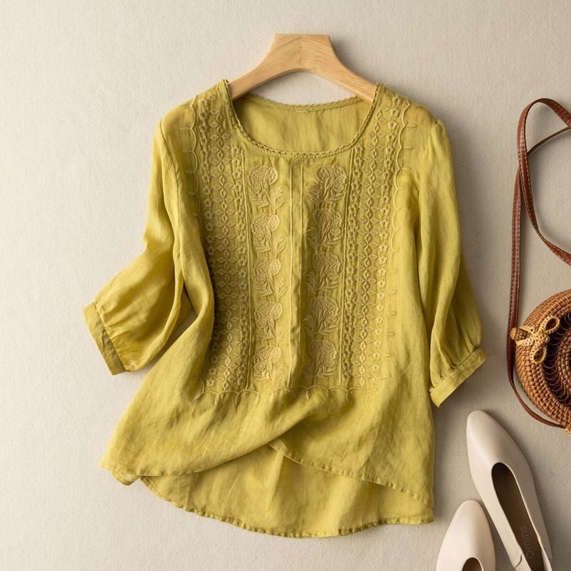 Delphine Blouse - Yellow/Lime