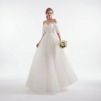 White off shoulder elegant prom dress off white formal gown for women