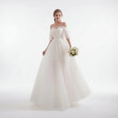 White off shoulder elegant prom dress off white formal gown for women