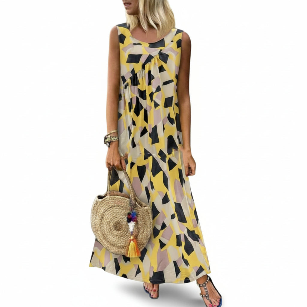 Women cotton printed maxi dress comfortable casual wear