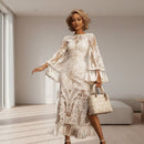 Women lace long dress white elegant anime style fashion dress