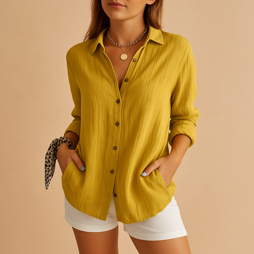 Women's Button-Down Linen Summer Blouse