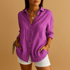 Women's Button-Down Linen Summer Blouse