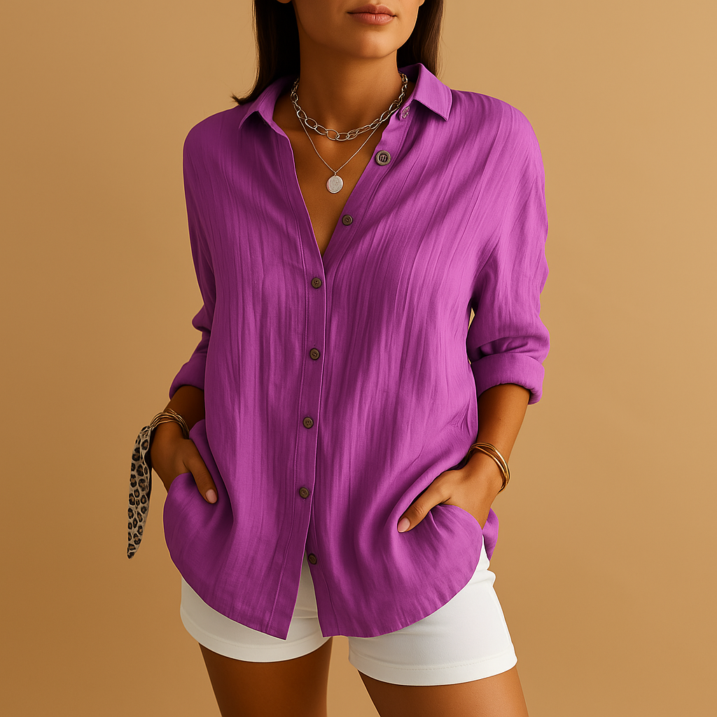 Women's Button-Down Linen Summer Blouse