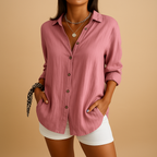 Women's Button-Down Linen Summer Blouse