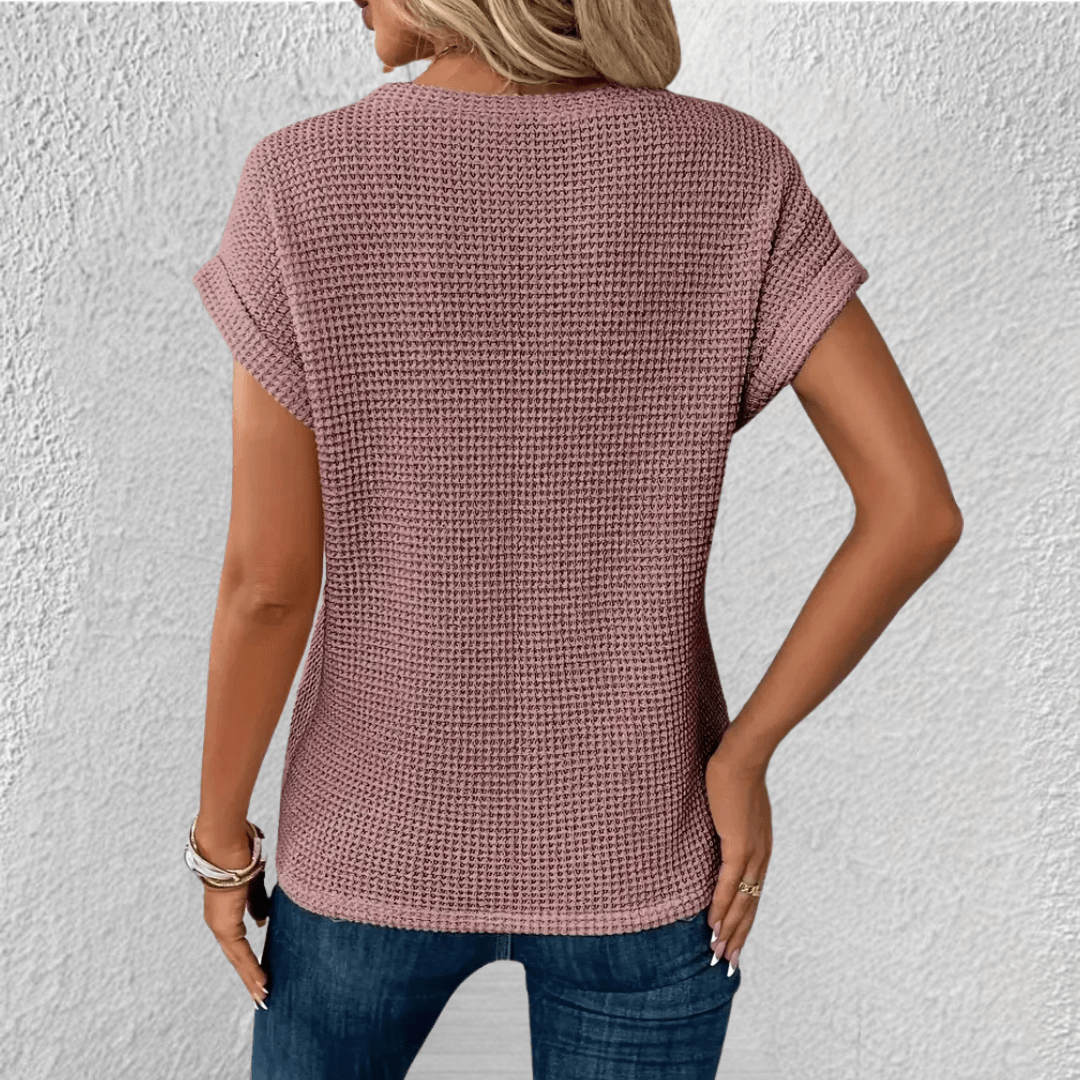 Women's Twist Front Waffle Knit Blouse