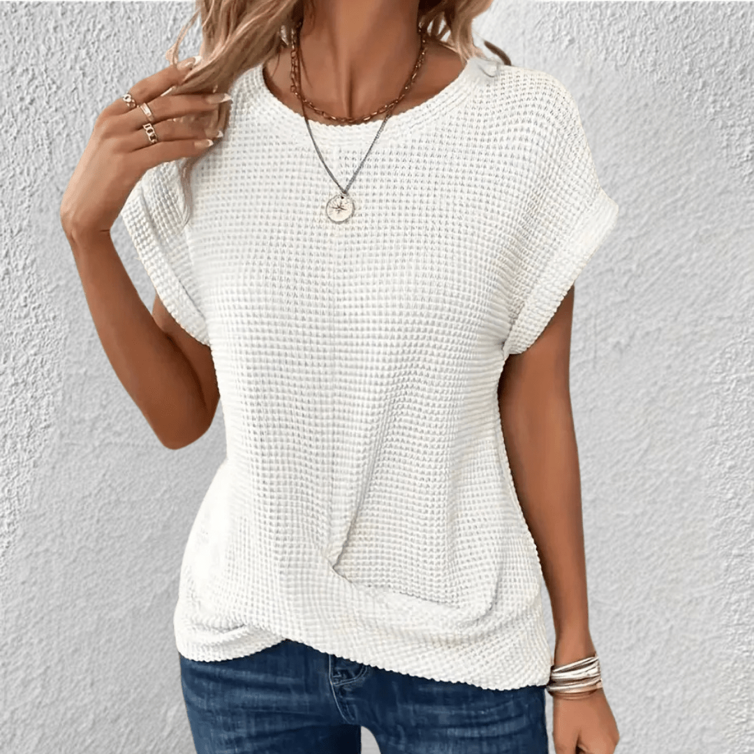 Women's Twist Front Waffle Knit Blouse
