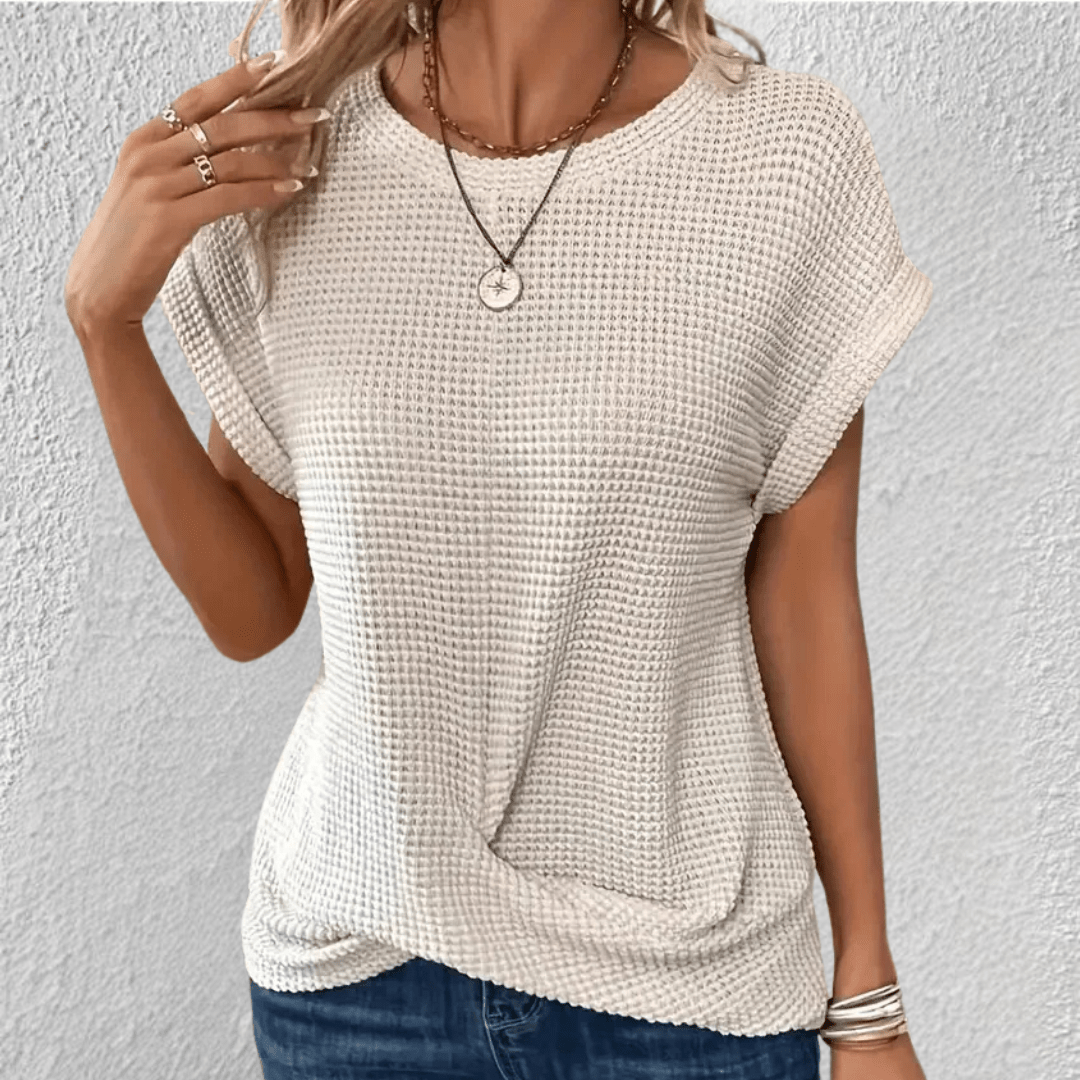 Women's Twist Front Waffle Knit Blouse