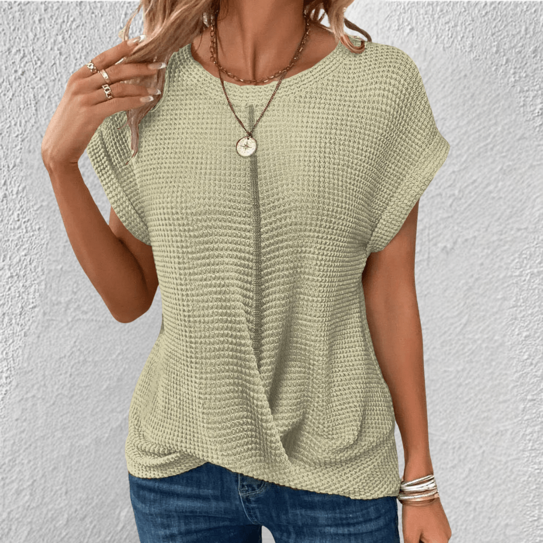 Women's Twist Front Waffle Knit Blouse