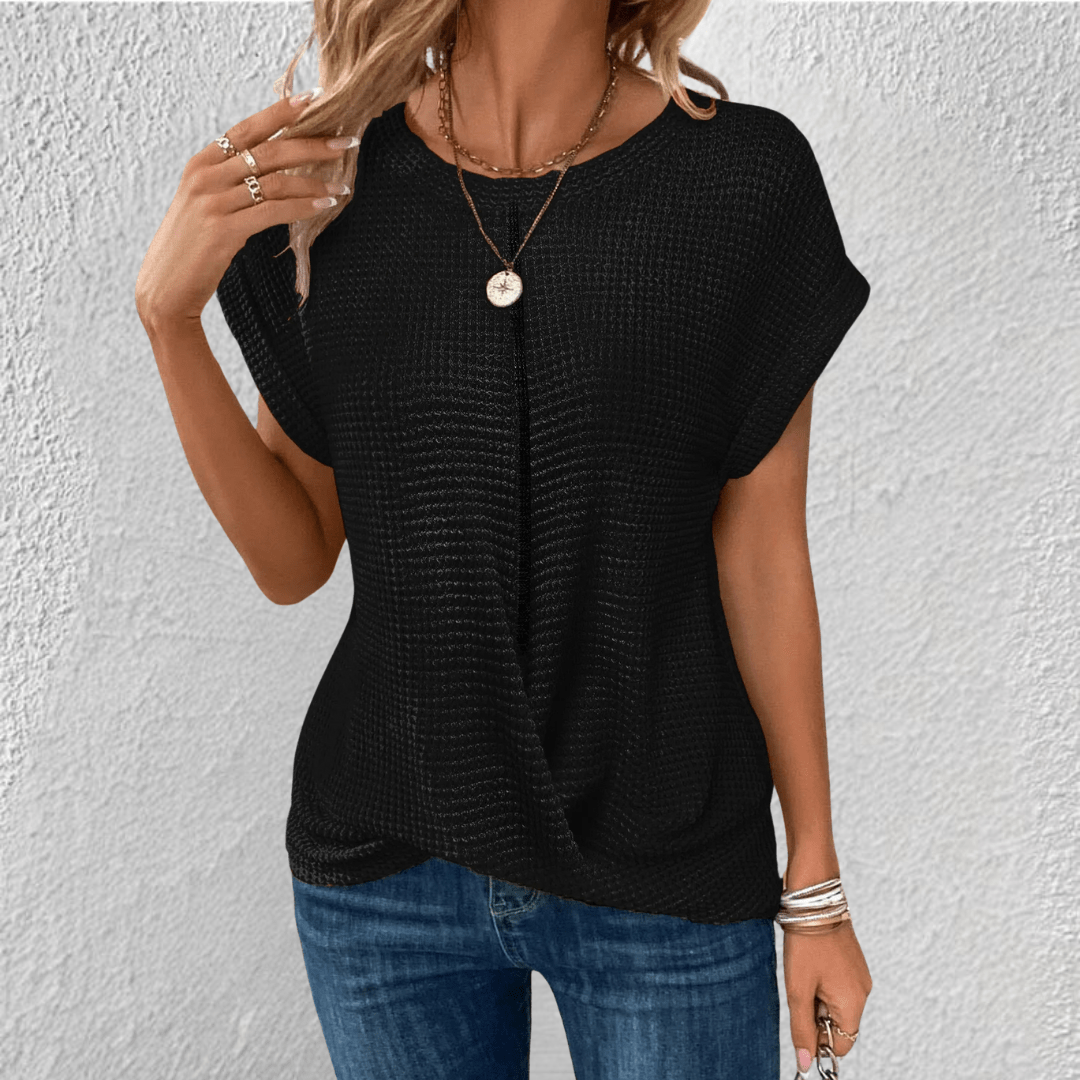 Women's Twist Front Waffle Knit Blouse