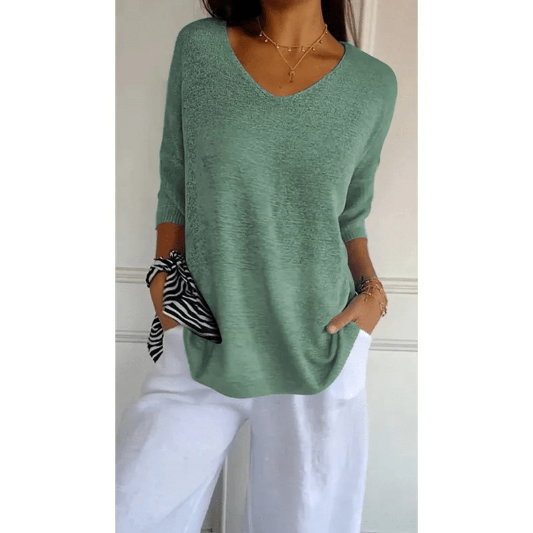 Women's V-Neck Linen Blouse