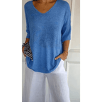 Women's V-Neck Linen Blouse
