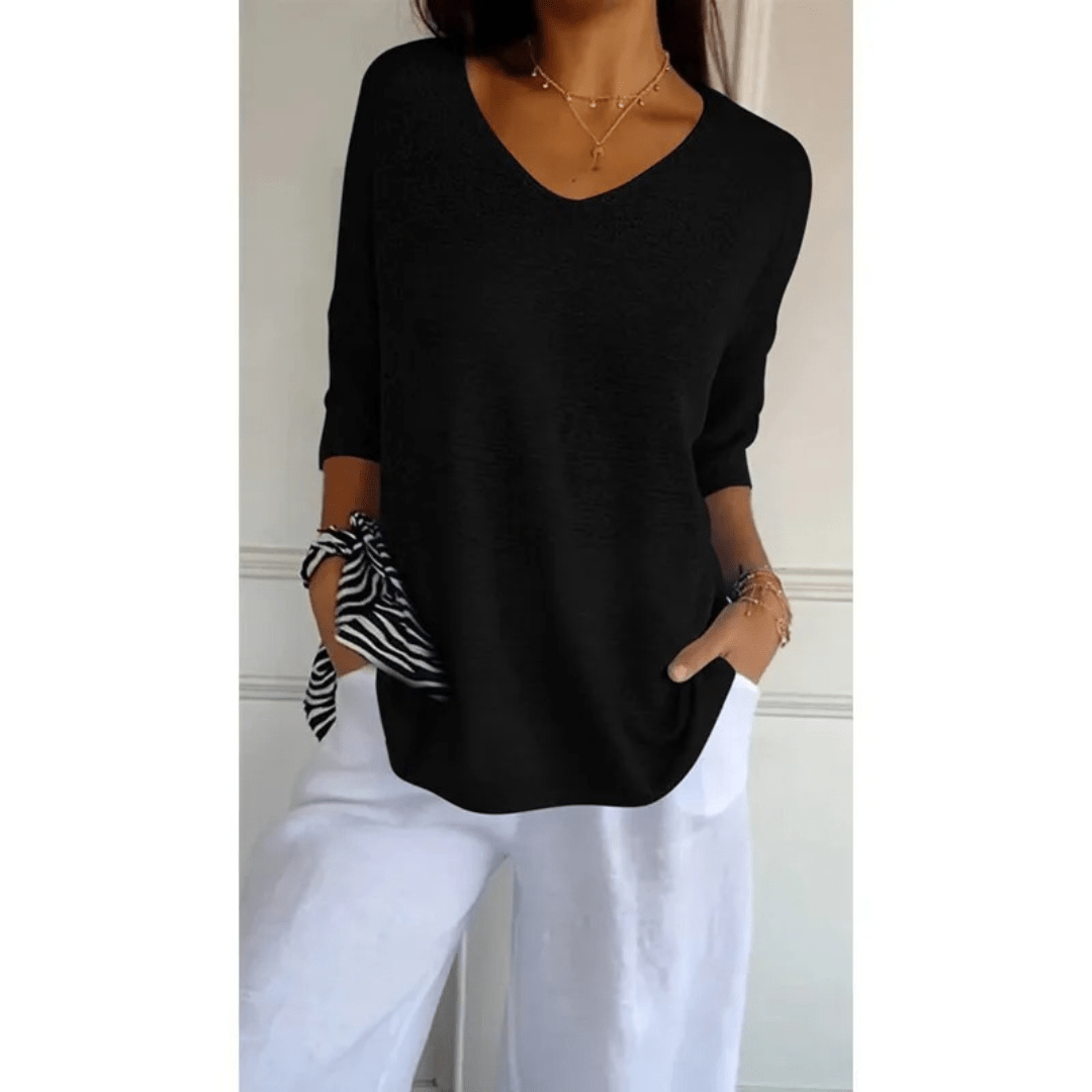 Women's V-Neck Linen Blouse