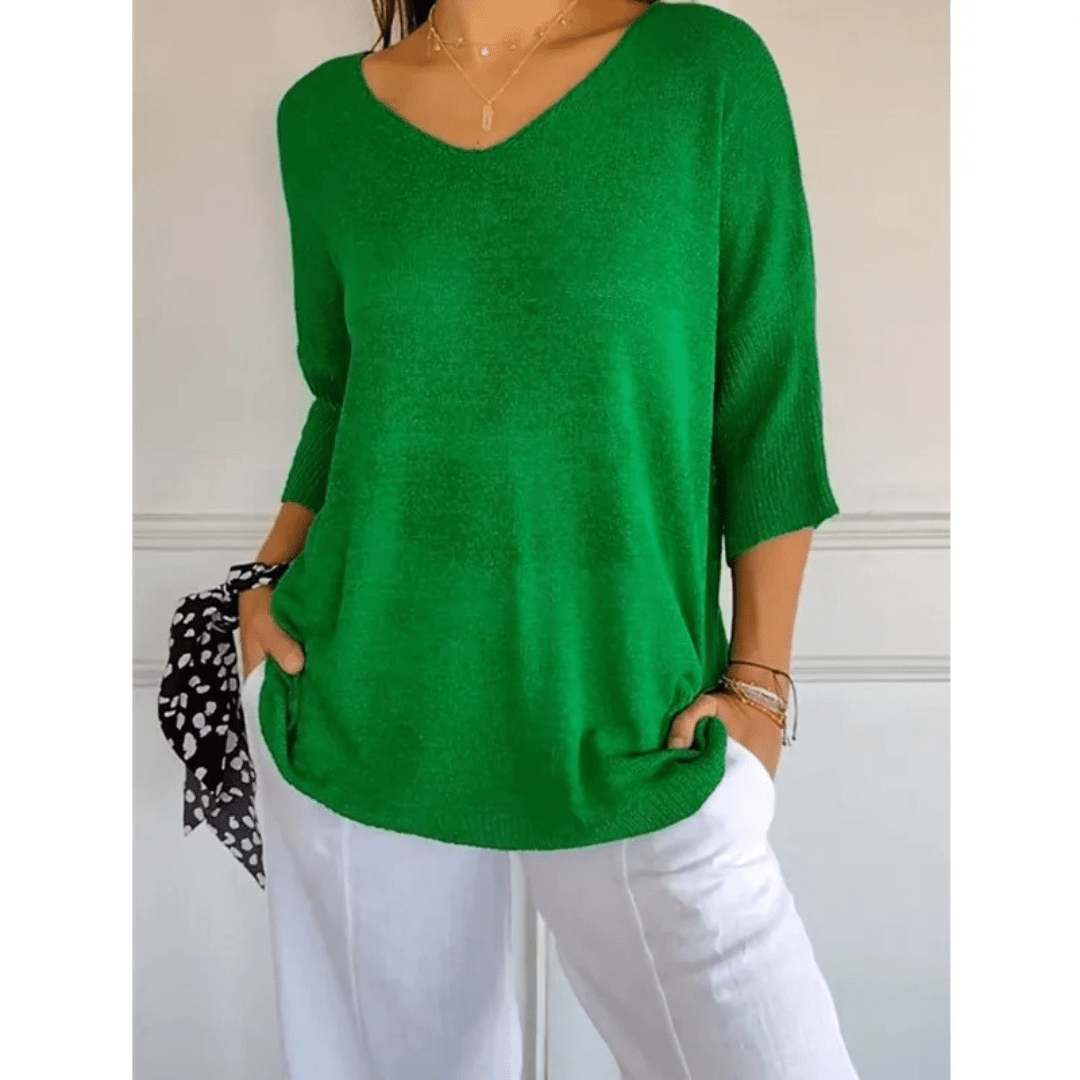 Women's V-Neck Linen Blouse