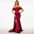 Womens high waist prom evening dress elegant strapless party dress