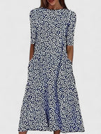 Seraphina Sophisticated Midi Dress in dark blue